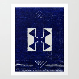 Blue Indigo Bohemian Traditional Berber Moroccan Handmade Fabric Style Art Print