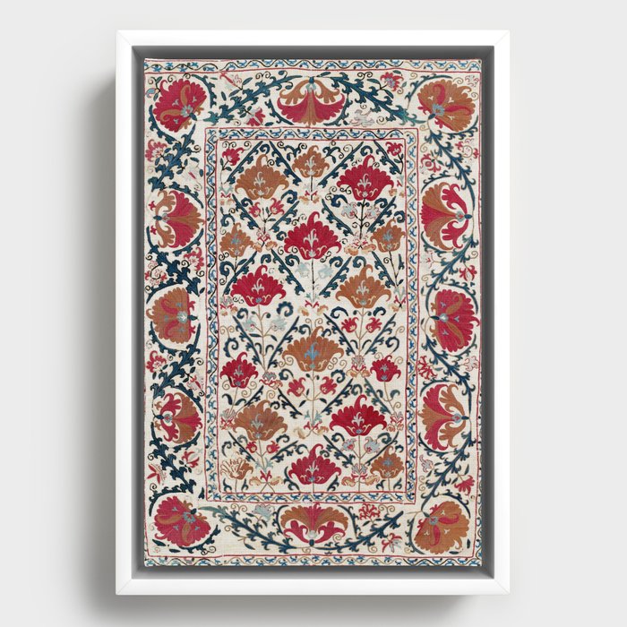 Bokhara Nim Suzani  Southwest Uzbekistan Embroidery Print Framed Canvas