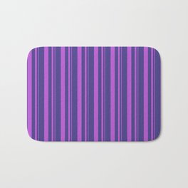 [ Thumbnail: Orchid and Dark Slate Blue Colored Lines Pattern Bath Mat ]