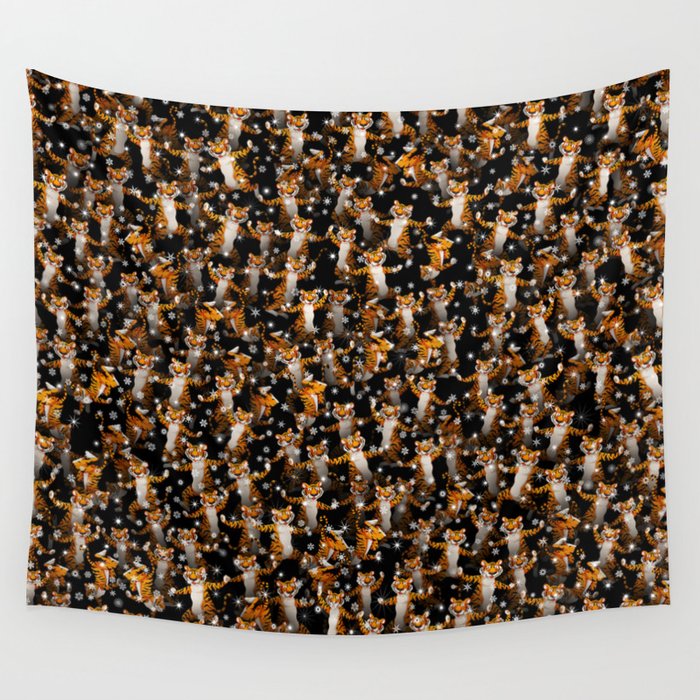 New Year's dance of tigers Wall Tapestry