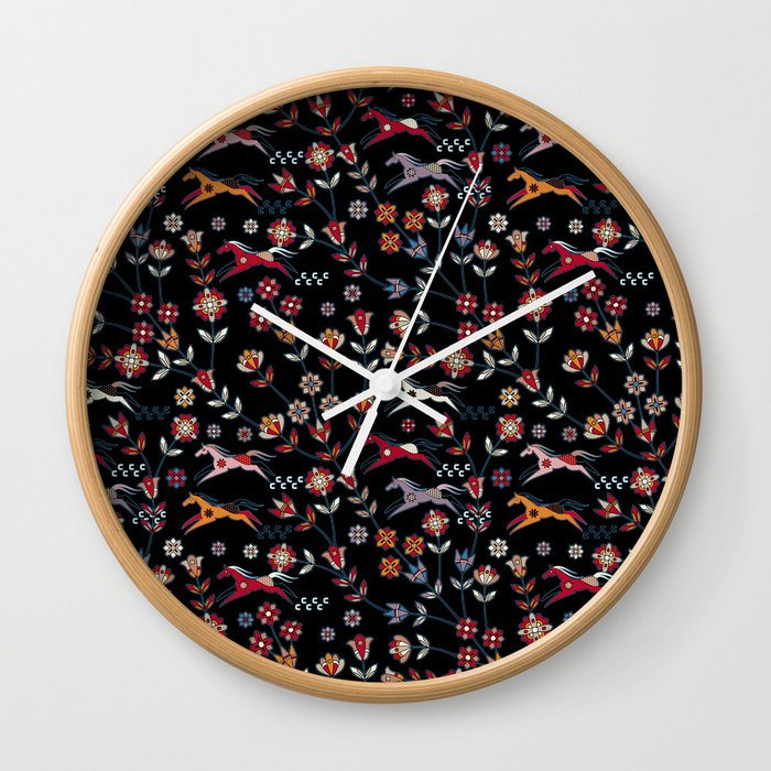 Dakota Prairies: Wild Horses (dark ver) Wall Clock