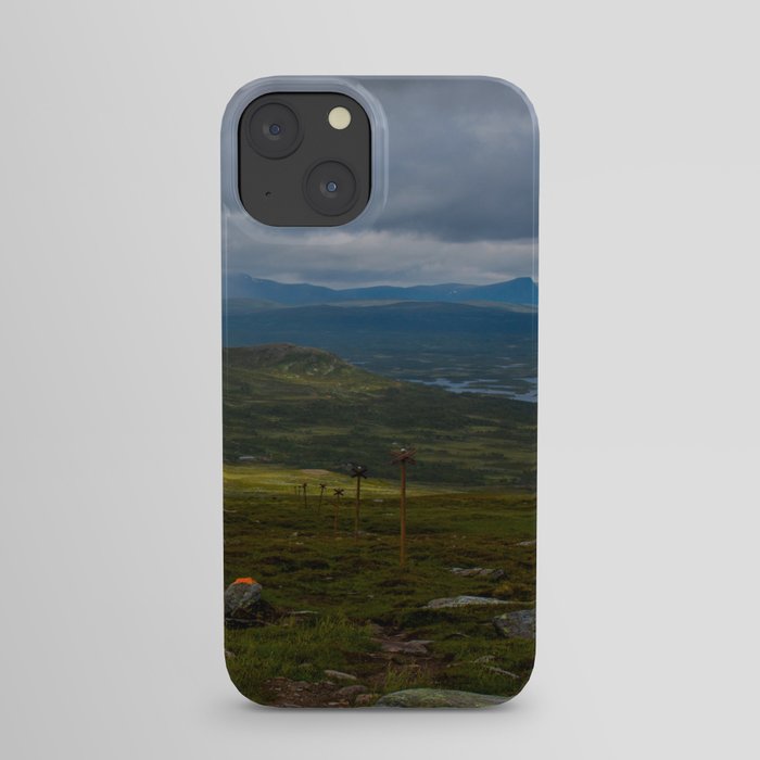 Kungsleden trail descending to a magnificent valley iPhone Case