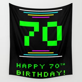 [ Thumbnail: 70th Birthday - Nerdy Geeky Pixelated 8-Bit Computing Graphics Inspired Look Wall Tapestry ]
