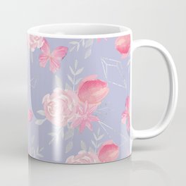 Pink morning. Floral pattern with butterflies. Coffee Mug