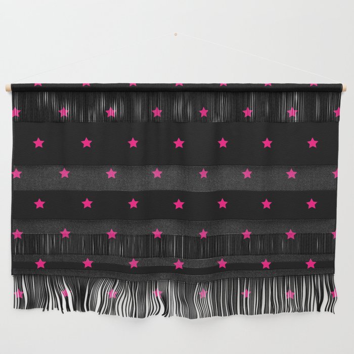 Neon Pink And Black Magic Stars Collection Wall Hanging