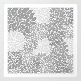Gray Dahlias / Gray Flowers Art Print
