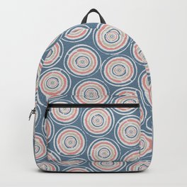 Paint Can Circles Geometric Texture Pattern Blue Coral Beige Backpack