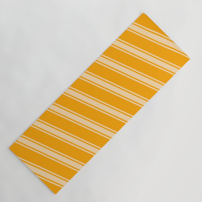 Orange & Tan Colored Stripes/Lines Pattern Yoga Mat