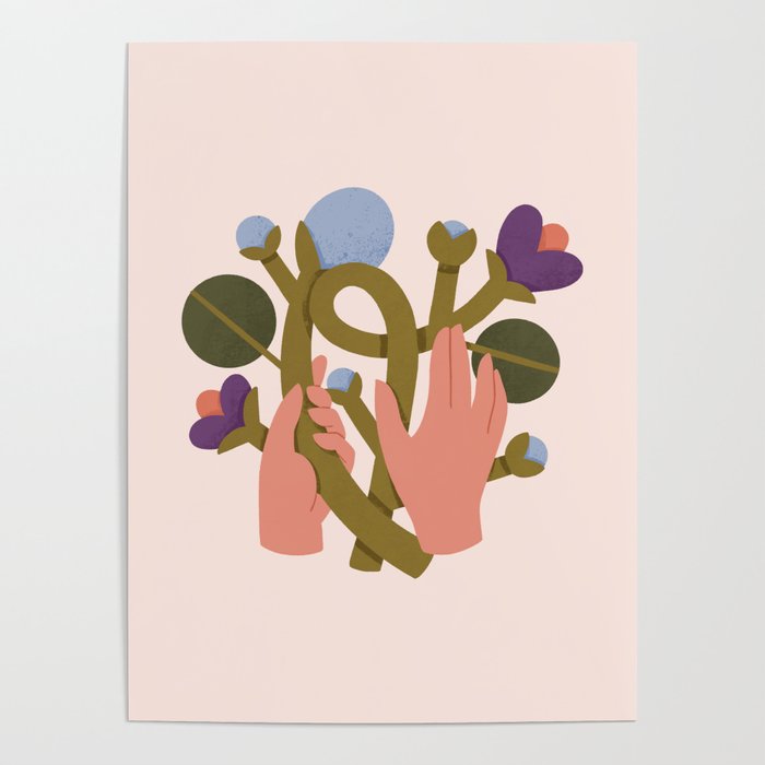Graphic flowers plants Art Print Poster