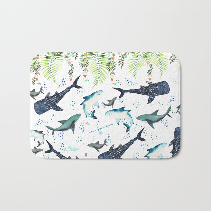 floral shark pattern Bath Mat