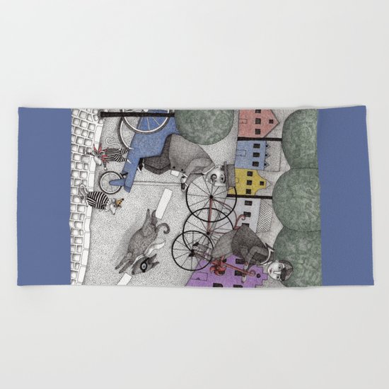 The Day the Cat got Away Beach Towel