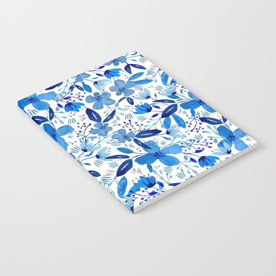 Blue Watercolour Florals Notebook