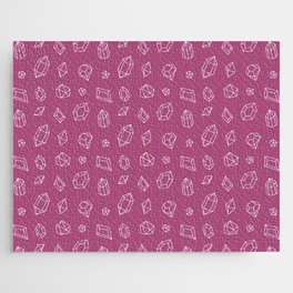 Magenta and White Gems Pattern Jigsaw Puzzle