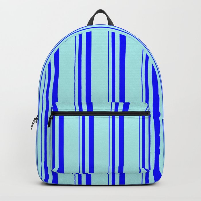 Blue and Turquoise Colored Lines Pattern Backpack