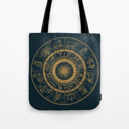 Vintage Zodiac & Astrology Chart | Royal Blue & Gold Tote Bag