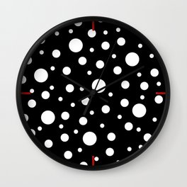 White on Black Polka Dot Pattern Wall Clock