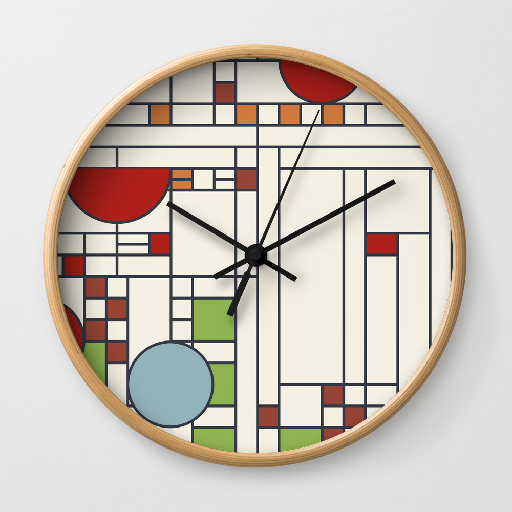 Frank Lloyd Wright Pattern S02 Wall Clock By Etmeusmoi Society6