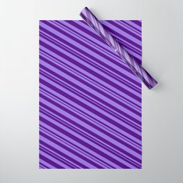 [ Thumbnail: Purple and Indigo Colored Lined/Striped Pattern Wrapping Paper ]