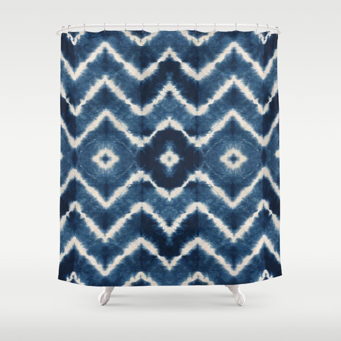 Shibori Tie Dye Chevron Print Shower Curtain By