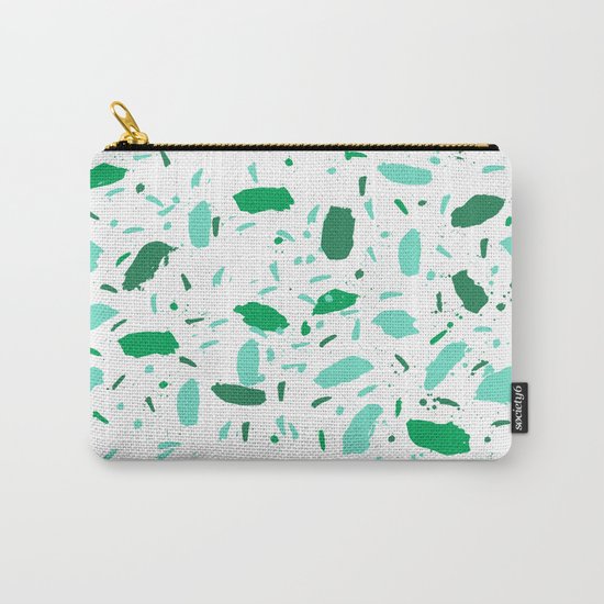 Abstract minimal dots pattern green and white soothing zen decor Carry-All Pouch