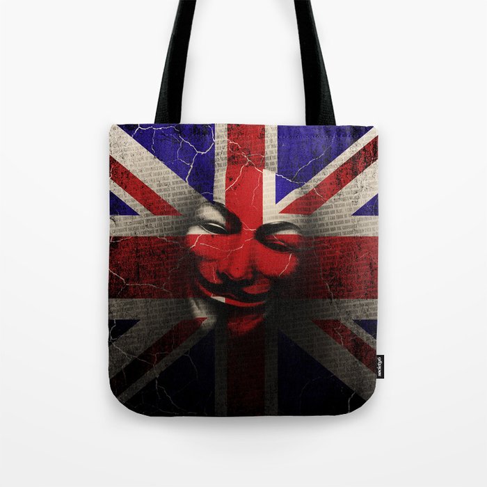 Guy Fawkes Day Union Jack Distressed Flag And Mask Tote Bag By Jlfotograffiti Society6