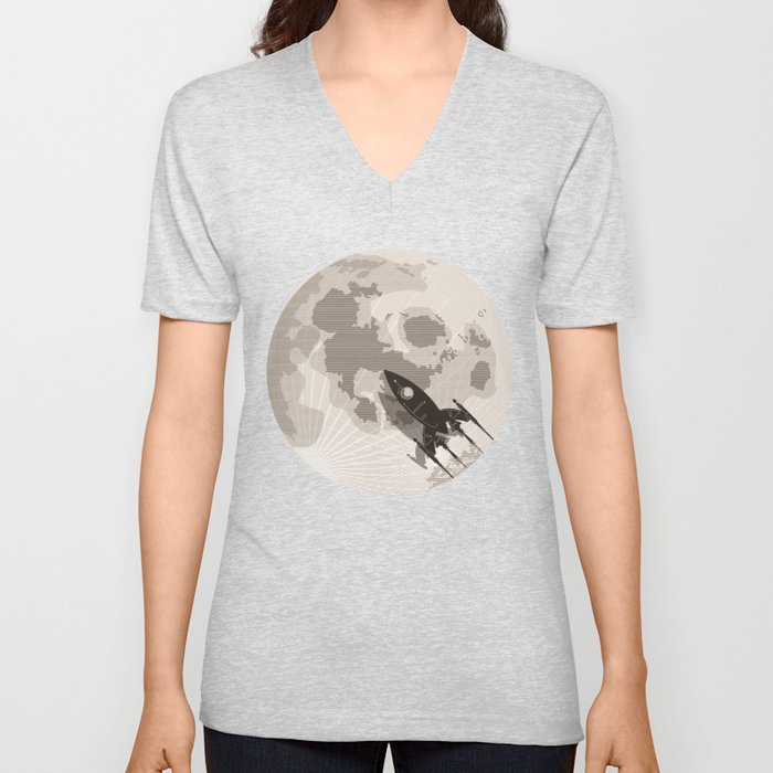 Around the Moon V Neck T Shirt