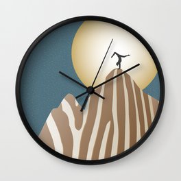 Moonlight Yoga over the Zebra Mountain Wall Clock | Night, Health, Earth, Animalpattern, Keepfit, Digital, Humanspirit, Nature, Moonlight, Mountain 