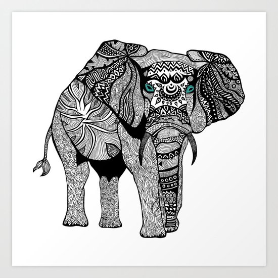 Elephant of Namibia (black & white) Art Print