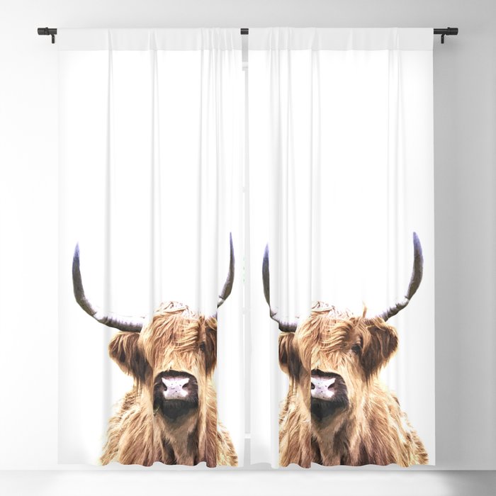 Highland Cow Portrait Blackout Curtain