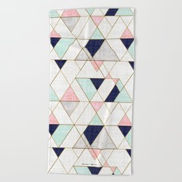 Mod Triangles - Navy Blush Mint Beach Towel