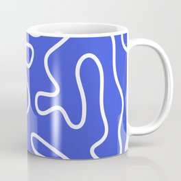Squiggle Maze Abstract Minimalist Pattern in Electric Blue and White Coffee Mug | Royal Blue, Pop, Kierkegaard Design, 80S, 90S, Cool, Retro, Minimalist, Digital, Aesthetic 