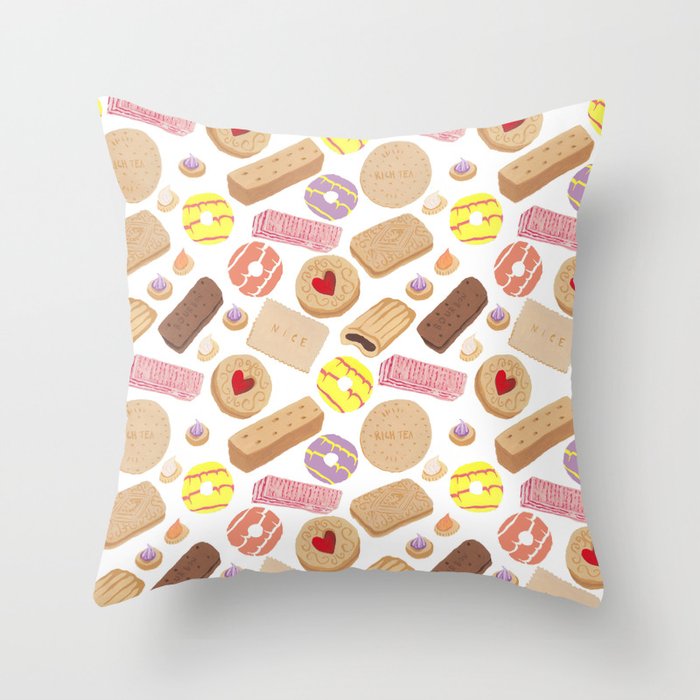 British Biscuits Throw Pillow