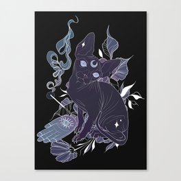 Incense Sphynx Cat │Neo Traditional│Purple Canvas Print