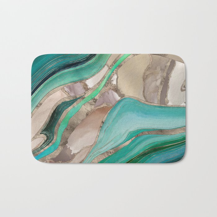 Emerald green and taupe marble Bath Mat