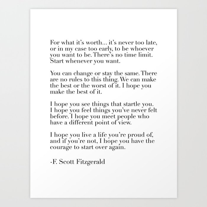 For What It S Worth F Scott Fitzgerald Quote Greeting Card By Animateastory Redbubble