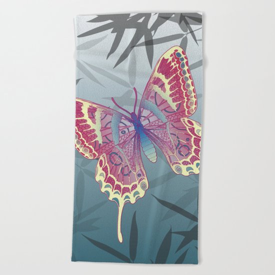 Unique Butterfly Bamboo leaves Pattern Beach Towel