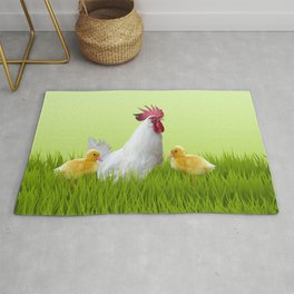 Roaster Chicken Grass - Eastern Festive Design Rug