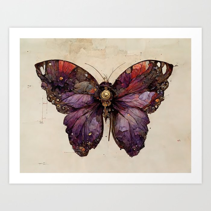 Butterflies of Willowood: Purple Golden Seal Art Print