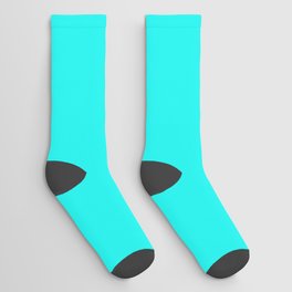 FLUORESCENT BLUE SOLID COLOR. PLain Glowing Turquoise Pattern  Socks