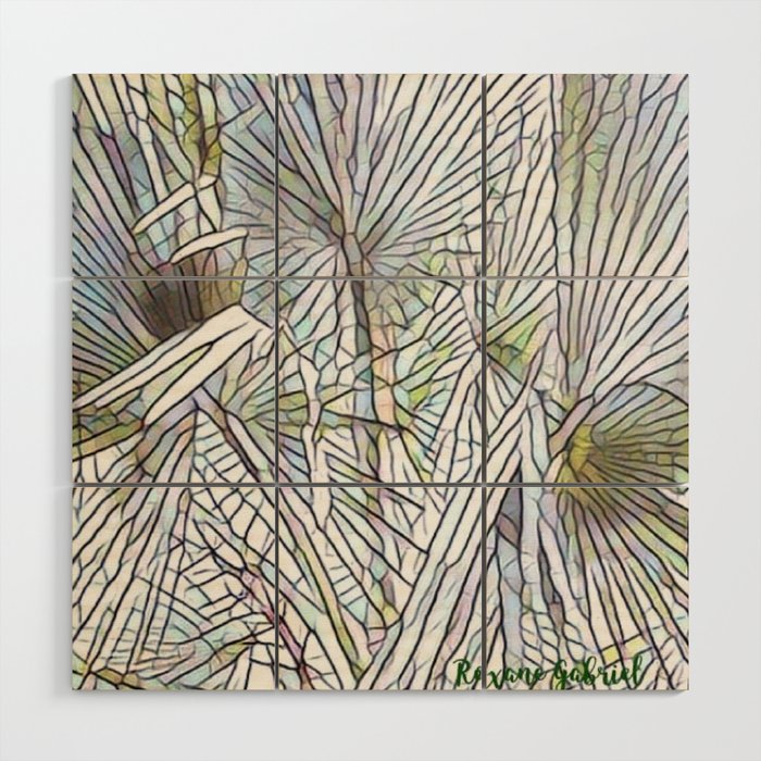 Abstract Palm Palm Tree Design White Colorful Palm Wood Wall
