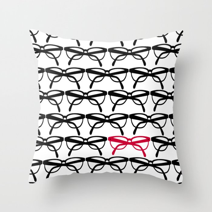 Optometrist Eye Glasses Black Pattern Print Throw Pillow