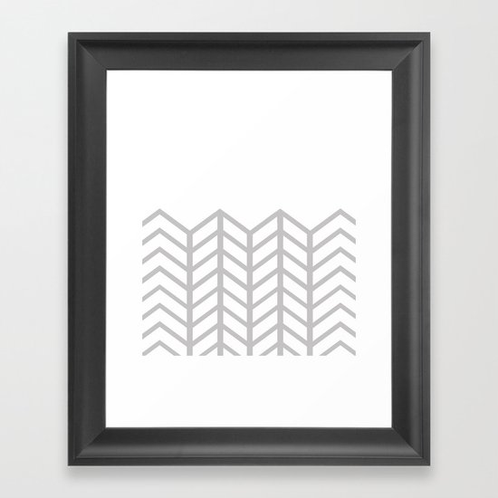 GRAY & WHITE LACE CHEVRON Framed Art Print