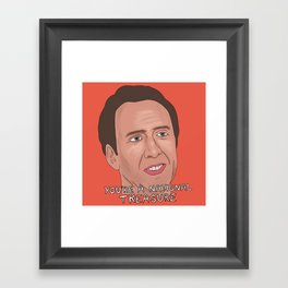 Nicolas Cage meme, National Treasure, Con air, Face Off, Nic Cage face art Framed Art Print
