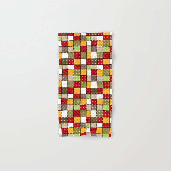 Retro . Squares with polka dots . Hand & Bath Towel