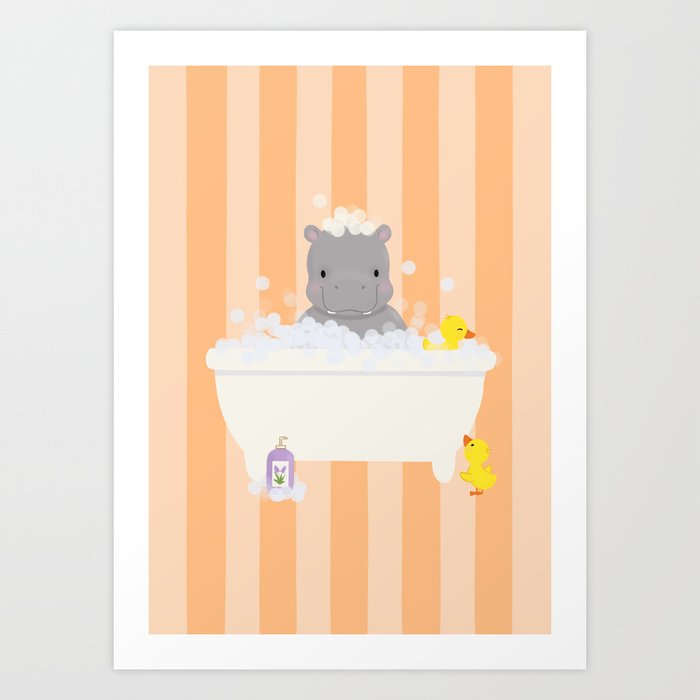 Hippo Bath Time Art Print