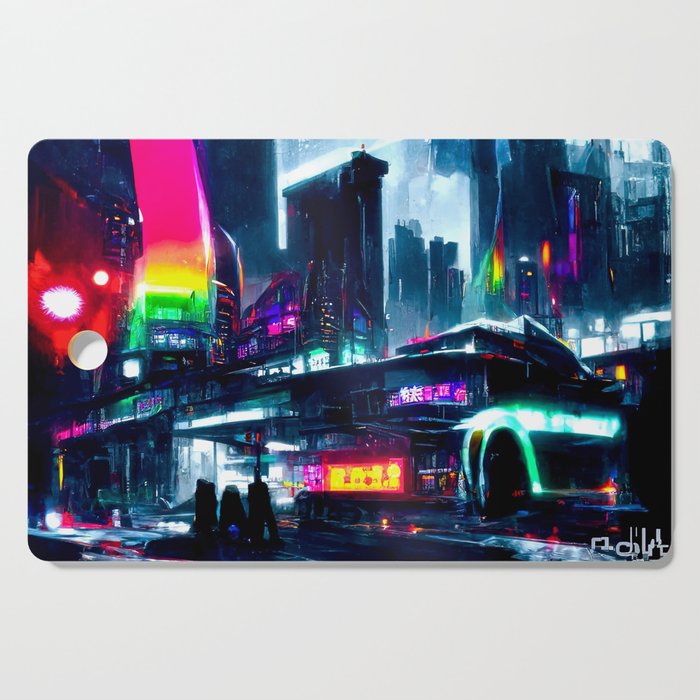 Postcards from the Future - Neon City Cutting Board