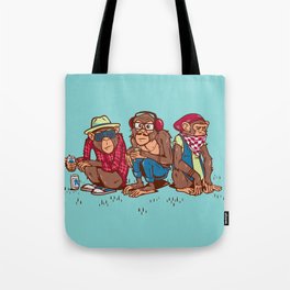 Three Wise Hipster Monkeys Tote Bag