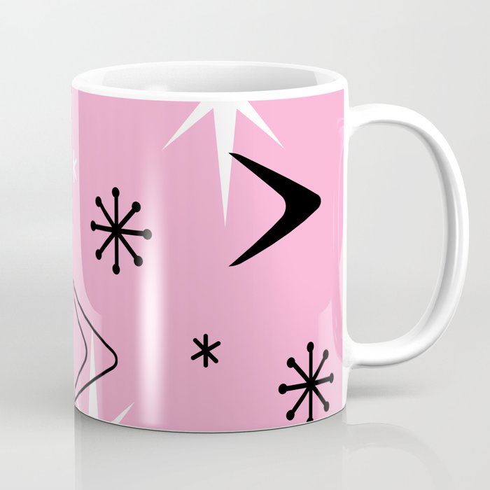 Vintage 1950s Boomerangs and Stars Pink Coffee Mug