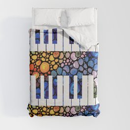 Whimsical Mosaic Music Art - Colorful Piano Duvet Cover