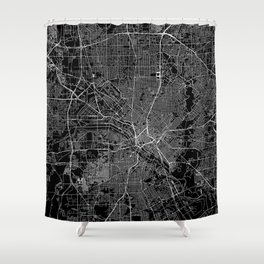 Dallas Black Map Shower Curtain